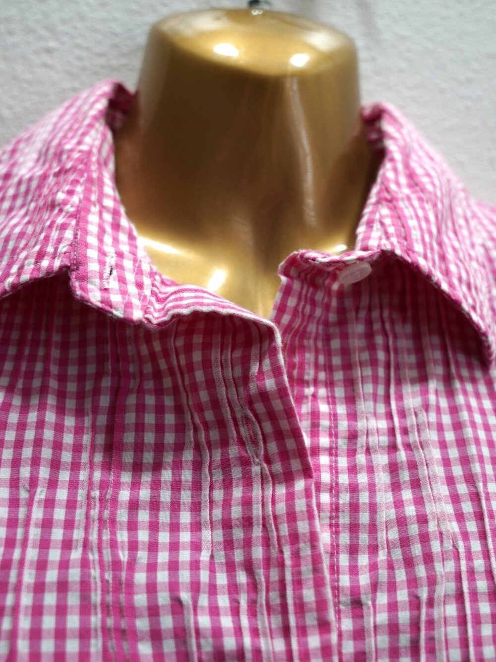 Coldwater Creek Pink White Gingham Blouse size XL - Picture 3 of 5